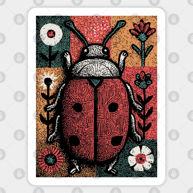 Folk Art Ladybug | The Lucky Garden Beetle Sticker by TuncGK